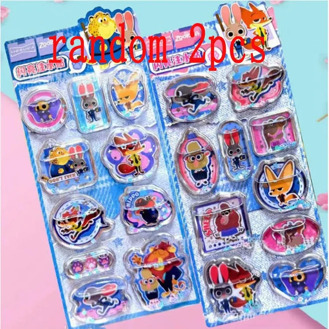 쿠쿠스토어 주토피아 만화 3D 쉐이커 워터 스티커 - 퀵샌드 어린이 유치원에 완벽한 보상 데칼, 01 Random 2 Sheet