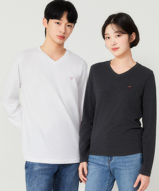 남성 레귤러핏 브이넥 긴팔티 NP1KE406