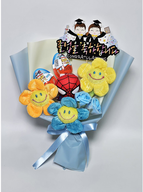 스파이더맨 킨더조이 스마일꽃 인형 꽃다발 토퍼(피켓), 1개, 졸축피켓