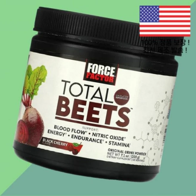 포스 팩터 토탈 비트 오리지널 드링크 파우더 가루 분말 블랙 체리 7.1온스 201g Force Factor Total Beets Original Drink Powder Bla, 1 - 쿠팡