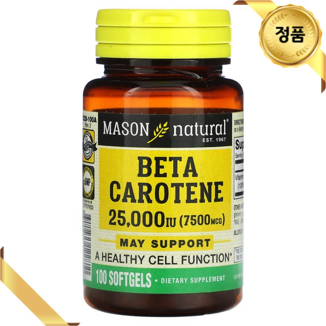 매이슨네츄럴스 베타 카로틴 25000IU 소프트젤, 1개, 100정 - 쿠팡