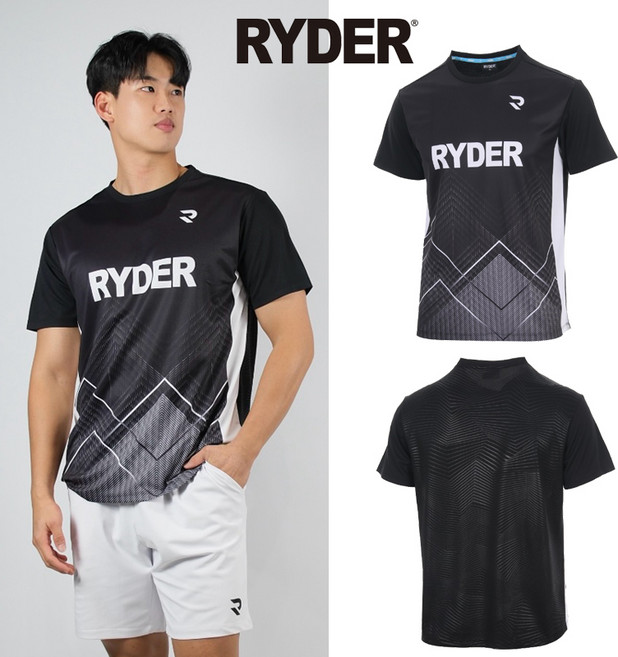 라이더 티셔츠 배드민턴 반팔 상의 남성 여성 게임웨어 블랙 2025R-3