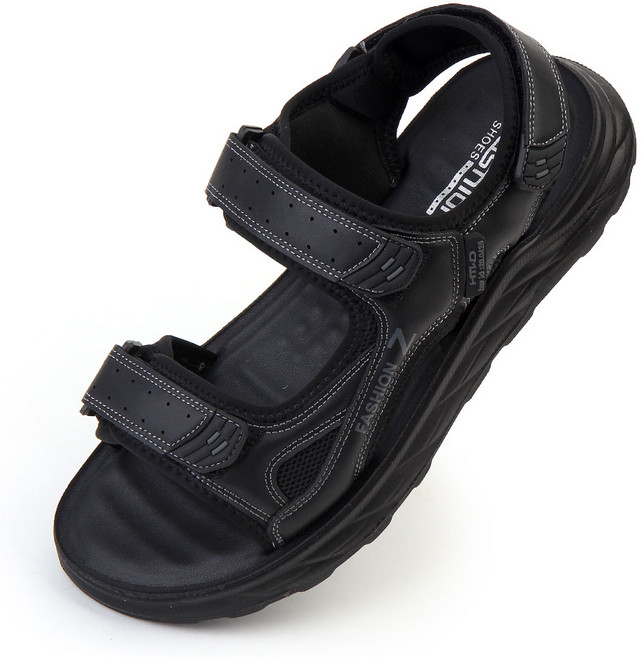 에스유니 시원한 여름 3단 벨크로 남성 스트랩 스포츠 샌들 슬리퍼 여름 휴가 물놀이 아쿠아 샌달