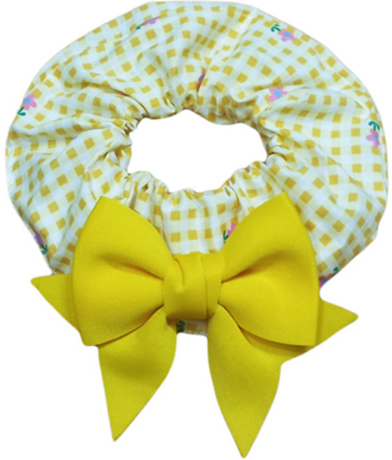 하니펫 반려동물 귀요미스카프 체크레이스곱창, 노랑, 1개