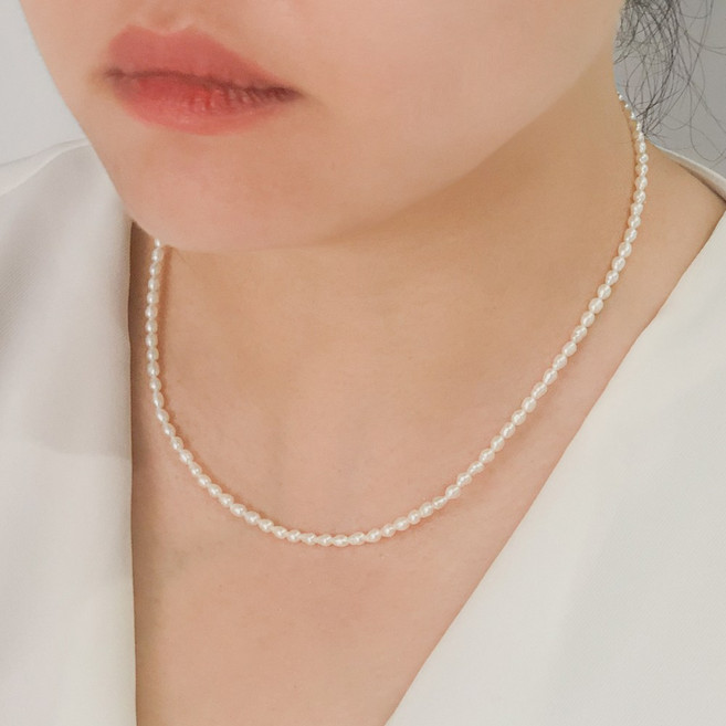 블랑썸 밥풀 천연 담수진주목걸이 못난이 민물담수진주