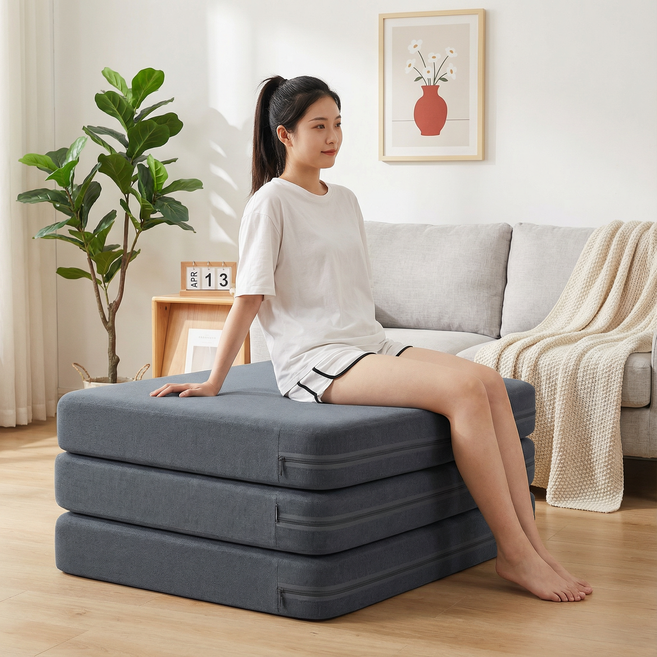 키루에 3단 접이식 매트리스 휴대용 접이식 메모리 폼 매트리스 다양한 홈 스튜디오 층 캠핑 매트리스