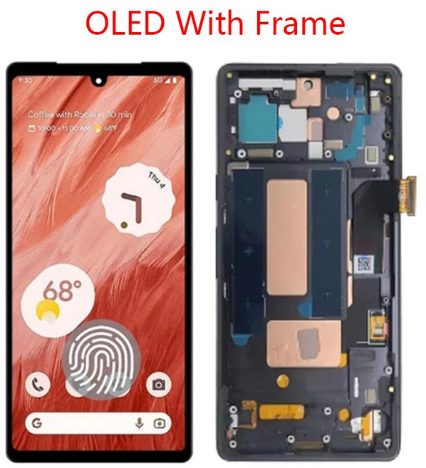 Google Pixel 7A LCD GWKK3 GHL1X G0DZQ G82U8 용 6.1 ''AMOLED 디스플레이 터치 디지타이저 교체, [02] OLED Frame Black