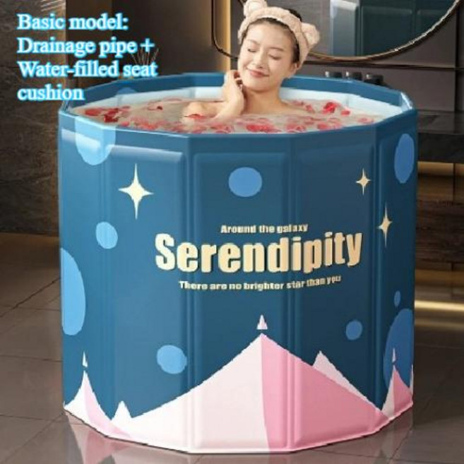 반신욕조 접이식 반신욕기 이동식 성인용 욕조 가정용 단열 커버가 있는 욕실 겨울철 전신 목욕통 스파, 1)Basic style