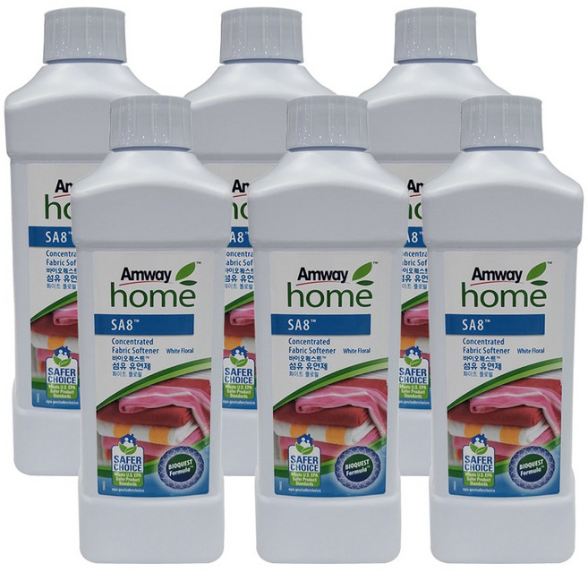 암웨이 SA8 바이오퀘스트 농축 섬유유연제 화이트 플로럴 본품, 1L, 6개