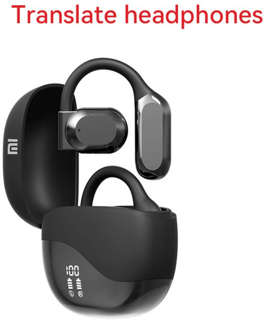 골전도보청기 노인보청기 소리증폭기 Xiaomi AI 번역기 이어 버드 블루투스 실시간 헤드폰 5.4 비즈니스 여행을위한 양방향 인스턴트 음성 후크, [02] Black, 1개