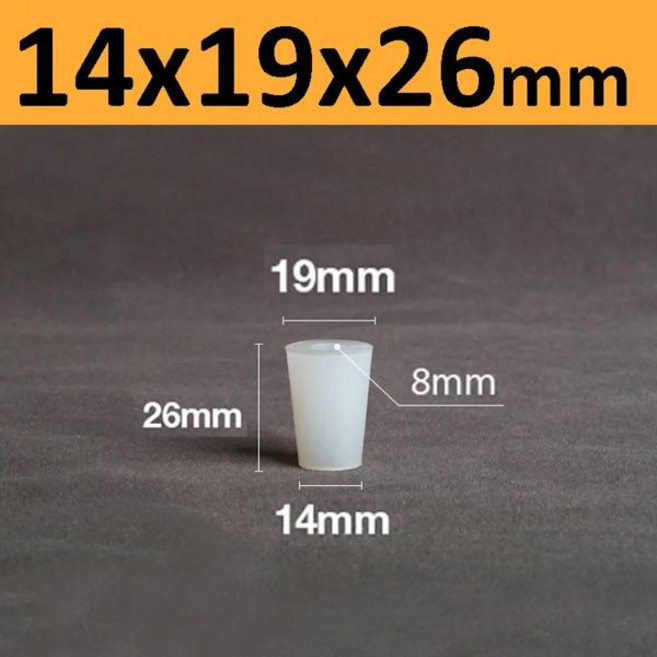 1-5Pcs Brew Wine Stoppers 에어 록 밸브 용 8mm 구멍이있는 실리콘 플러그 버블 러 발효 배기 밸브 실리콘 고무 플러그, [00] 2Pcs, [00] 14x19x26mm