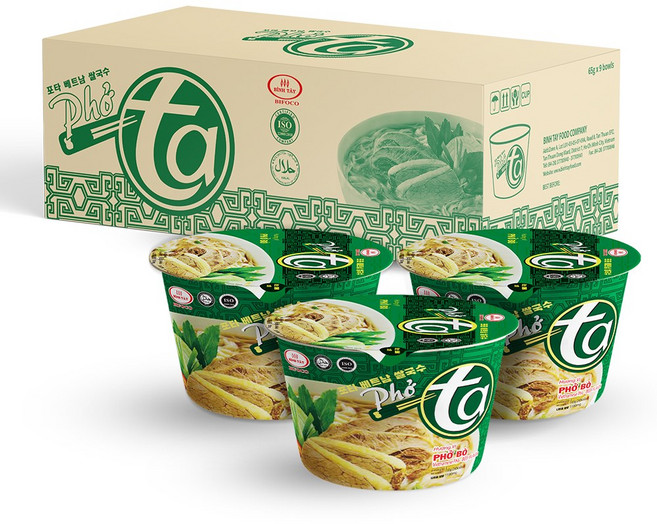 빈타이포타 베트남 소고기향 컵쌀국수_1BOX(9EA), 9개, 65g