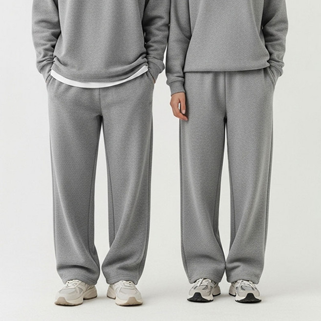 (고급원단)시크벤 남녀공용 세미 와이드 일자 스웨트 팬츠 트레이닝 바지