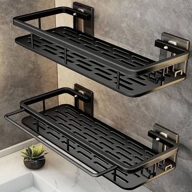 블로라 무타공 일자 수건걸이 욕실선반, 2개, 그레이