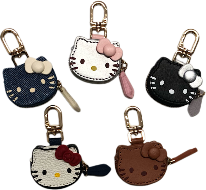 정품 키티 지갑 키링 5종 가방고리 백참, 1개, 블랙