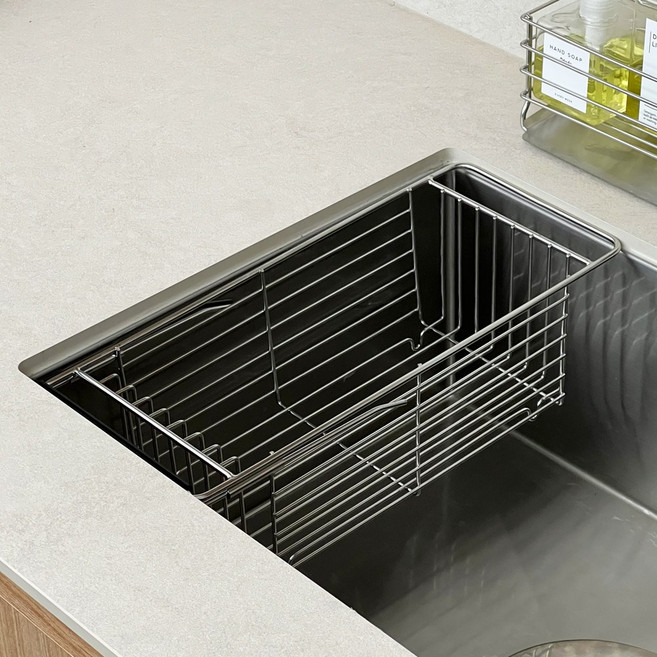 에브리윅 싱크인 식기 건조대 304 스텐 길이조절 그릇 접시 거치대M, 2개, 실버