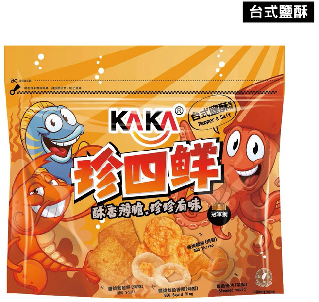 KAKA 珍四鮮 冠軍魷 台式鹽酥風味, 88g, 1個