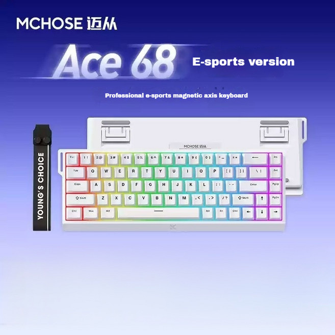 기계식 키보드AULA&MachOSE Ace 68 PRO 시리즈 전자 스포츠 축 FPS 게임 사용자 정의 RT 정확도 0.005mm 기, 01 Magnetic-axis, 03 Ice Rhinoceros Axis
