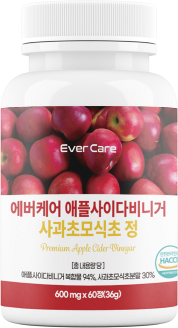 에버케어 애플사이다비니거 사과초모식초 유산균 고함량 애사비 알약, 1개, 60정