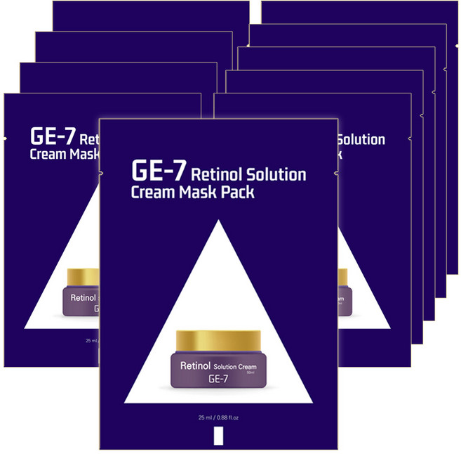GE-7 레티놀 솔루션 크림 마스크 팩 (선물용) 미백 주름개선 이중기능성, 1개, 10개입