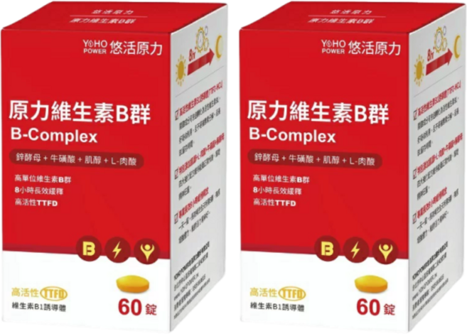 悠活原力 原力綜合維生素B群緩釋膜衣錠，緩釋技術，能量代謝，維持神經系統健康, 2個, 60顆