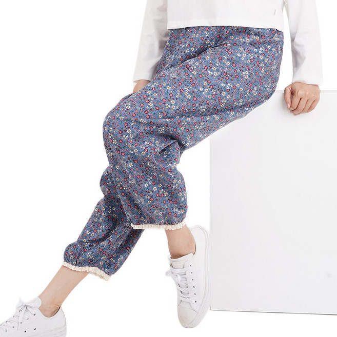 캐리루시 국산 여성 고급 순면 개버딘 플라워 9부 홈웨어 파자마