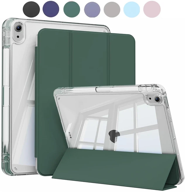 아이패드 5 6 7 8 9 10 11 에어 1 2 3 4 미니 7용 케이스 무광 투명 아크릴 백 자동 깨우기/잠마그네틱 기, 14 아이패드 호환호환 프로 11, 05 Dark Green
