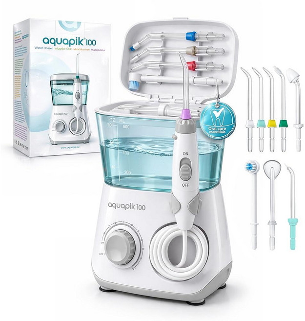 Bostontech 워터 플로서 딥 구강 세정기 전기 전원 10가지 조절 가능한 압력 레벨 9개 노즐 특수 비강 팁 600ml 탱크 포함 잇몸 교정기 임플란트에 이상적, Bostontech 워터 플로서 딥 구강 세정기, 전기