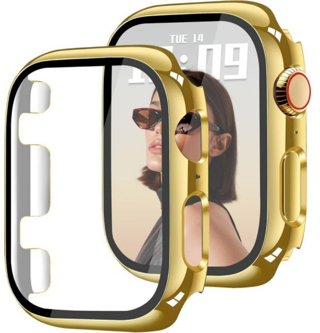 40mm 케이스 Apple Watch 시리즈 654SESE2SE3 및 HD 강화 유리 스크린 프로텍터 하드 PC 전체 커버 보호 스크래치 방지 범퍼 페이스 iWatch 블랙, Gold, 38 mm for Series 3/2/1