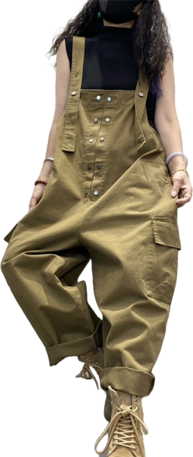 티티웍스 아웃포켓 롤업 멜빵 바지 와이드 점프수트 (끈조절 가능)