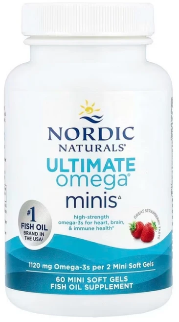 Nordic Naturals 얼티메이트2X 오메가3 1120mg 딸기맛 60 미니소프트젤, 60정, 1개 - 쿠팡
