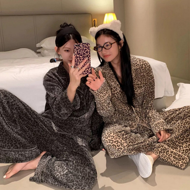 바디랜드 레오파드 극세사 투피스 파자마세트