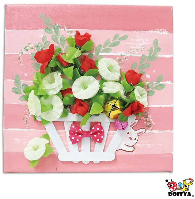 DOITYA 花花世界 DIY油畫框花藝創作組 冰棒棍畫布手作材料包, 1個, (油畫框)(花藝冰棒棍)花花世界