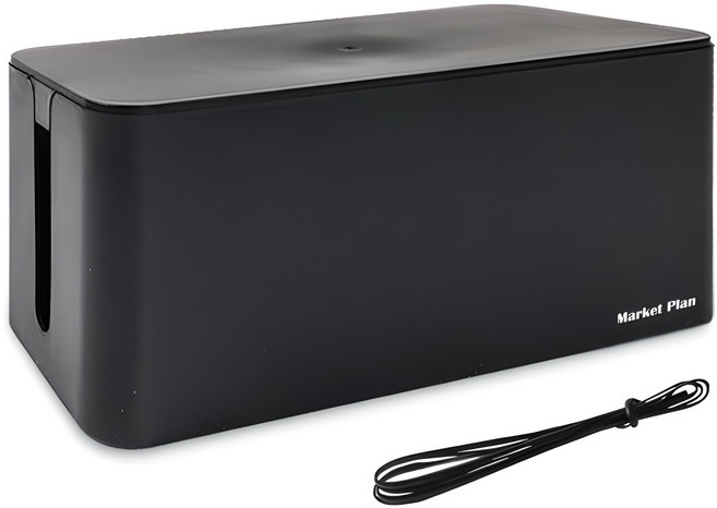 마켓플랜 심플 멀티탭 정리함, 1개, 블랙