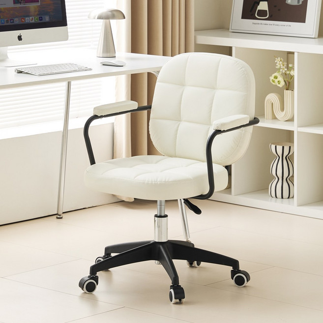 Zzang Room 사무실 공부 편한 학생 컴퓨터 의자 회의용 책상의자, 화이트