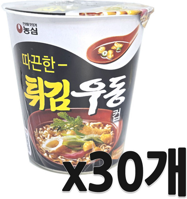 농심 튀김우동 컵면, 62g, 30개