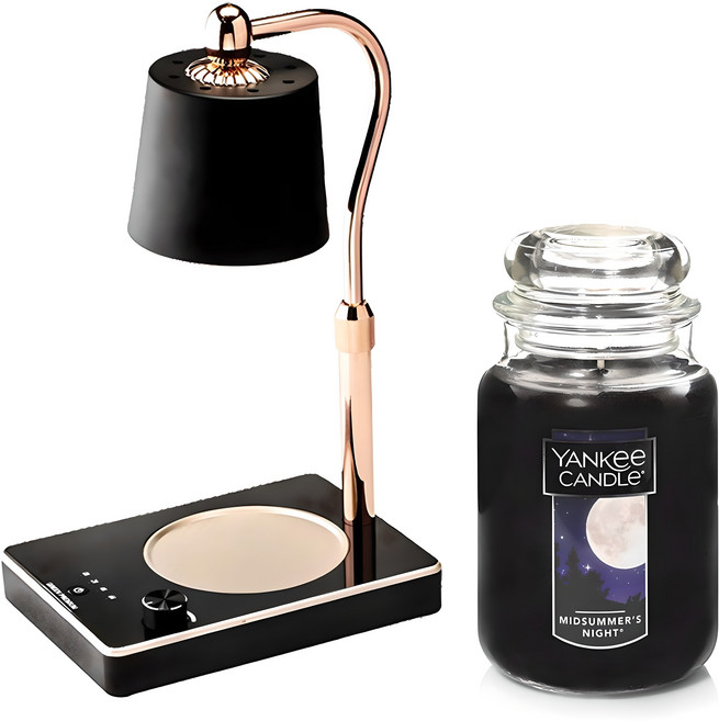 양키캔들 자캔들 라지 + 빛조절 타이머 캔들워머 세트, 미드썸머 나잇, 워머블랙 + 캔들혼합색상