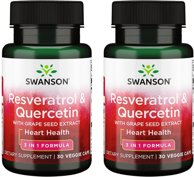 스완슨 레스베라트롤 퀘르세틴 위드 그레이프 씨드 추출물 베지캡슐, 30정, 2개 - 쿠팡