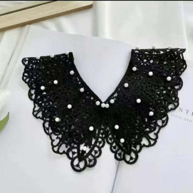 별하늘 여성 진주 펀칭 레이스 넥케이프
