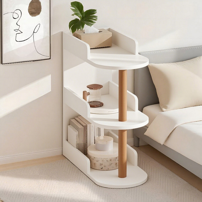 modora 침대 옆 수납장 원목 협탁 높은 층으로 나뉜 협탁, 화이트
