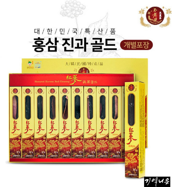 홍삼 진과 골드 30gx10개 홍삼정과, 1박스, 30g X 10개입