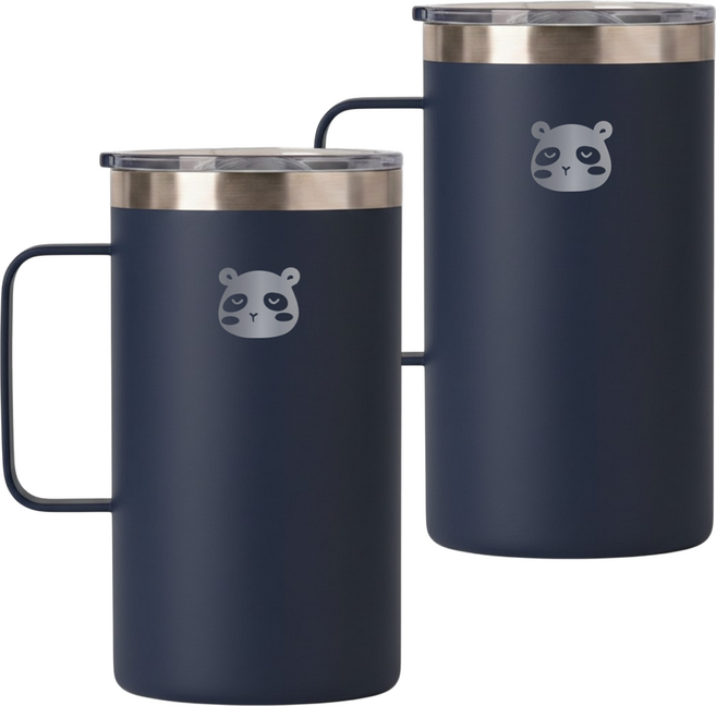 믿추 스텐 머그컵 텀블러 보온보냉, 네이비, 650ml, 2개