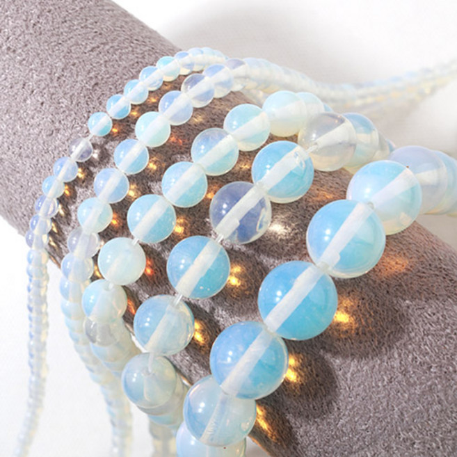 비즈아이 [51-045]원석라운드 4~12mm 문스톤/오팔 반줄