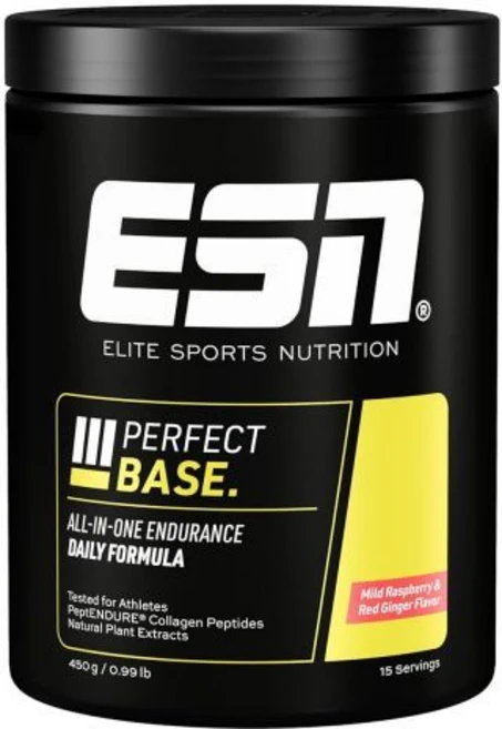 ESN 퍼펙트 베이스 450g 15회 제공량 콜라겐 크레아틴 모노하이드레이트 아미노산 식물 추출물 순한 라즈베리 & 레드 진저가 함유된 올인원 엔듀런스 제품, MIld Raspberry & Red GInger, 450 g (1er Pack), 1개 - 쿠팡