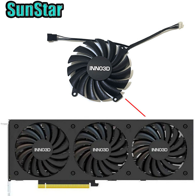 호환 CF-12910S 4핀 DC 12V 0.35A RTX 3080 GPU 냉각 팬 INNO3D TiRTX 3080RTX Ti X3 OC 비디오 카드, 02 FAN-C, 1개