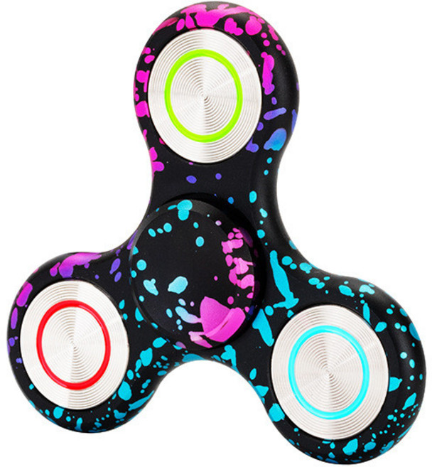 鋁合金手指陀螺 不鏽鋼三元魔幻減壓旋轉動玩具, 泄密者夜光版暗影彩配手電筒,配拉鍊皮包 原裝軸承 拆解工具, 1個