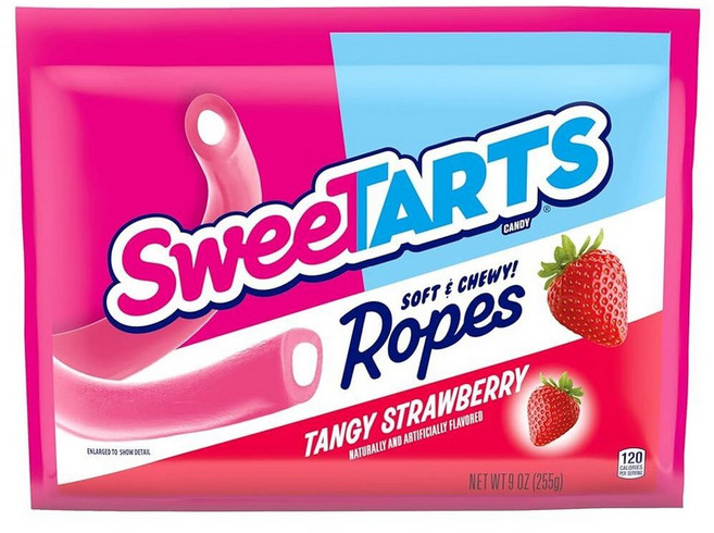 SweeTARTS 부드럽고 쫄깃한 로프 캔디 톡 쏘는 딸기 맛 255g9온스 파우치 192155, 1개, 255g