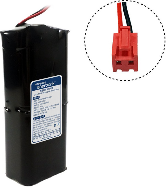 충전식 리튬이온 18650 4직렬 배터리팩 14.4V 6450mAh (F5Q 4S3P) KC 안전 인증 / 로봇 산업 농업 가정 무선 청소기 전동공구, 1개, YH396-02 단자