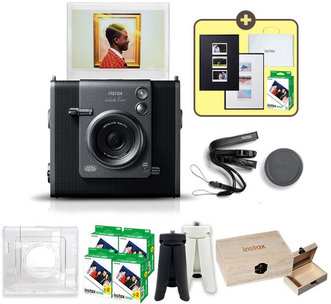 [한국후지필름] 인스탁스 와이드에보 하이브리드 카메라+투명케이스+필름80장 포함 선물세트, 1개, 와이드에보+투명케이스+필름80장