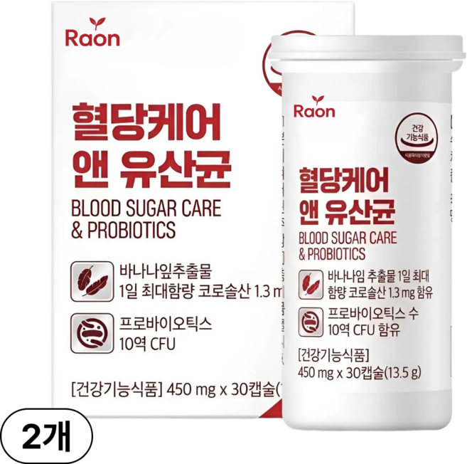라온약방 혈당 유산균 hac01 식약청인증 100억 프로바이오틱스, 2개, 30정